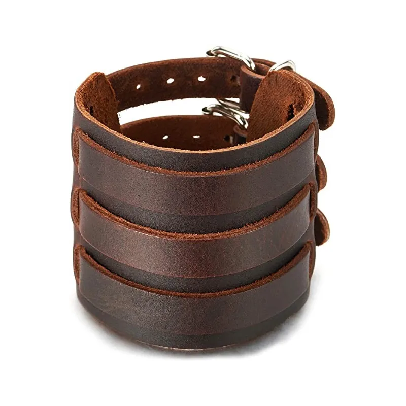 Moderne Rock Læder Armbånd - Brun