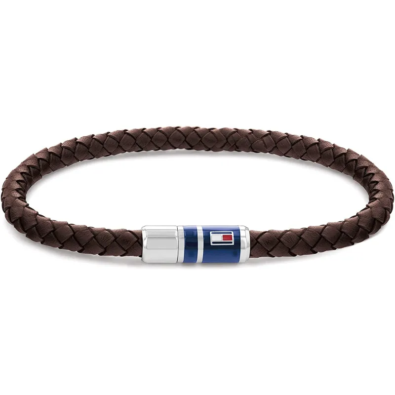 Moderne Tommy Hilfiger Herre Læder Armbånd - 19 cm.