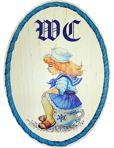 Humoristisk Toilet & WC Skilt - Træ