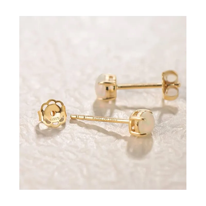 Håndlavet Opal Design Ørestikker - 14 Karat Guld