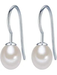 Klassiske Perle Øreringe – 925 Sterling Sølv – Ægte Ferskvandsperle