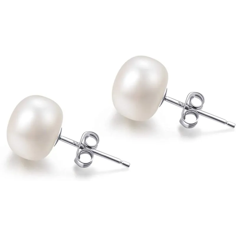 Klassiske Ferskvandsperle Ørestikker - 925 Sterling Sølv