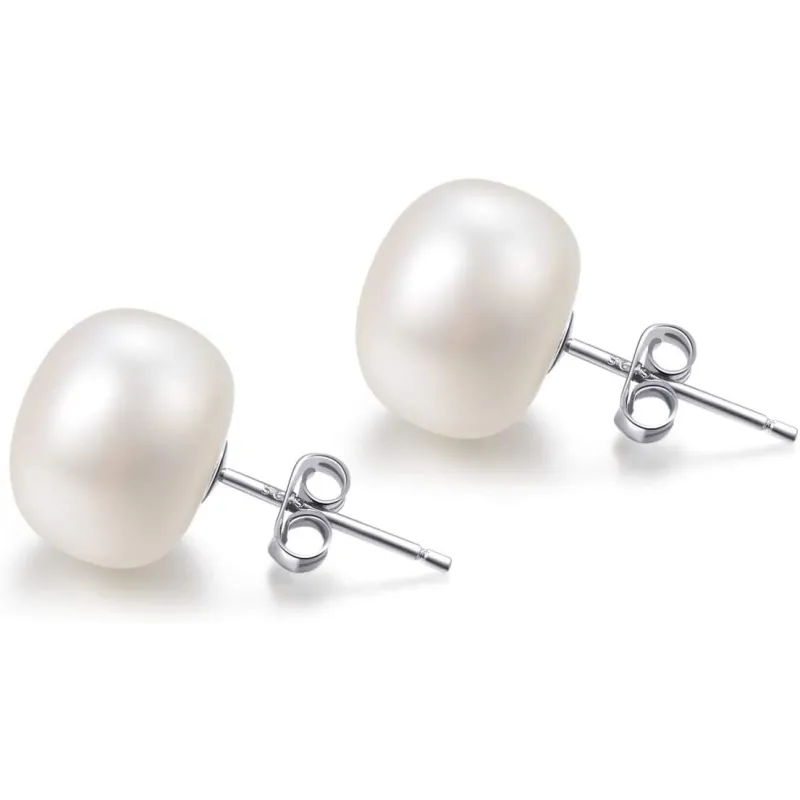 Klassiske Ferskvandsperle Ørestikker - 925 Sterling Sølv