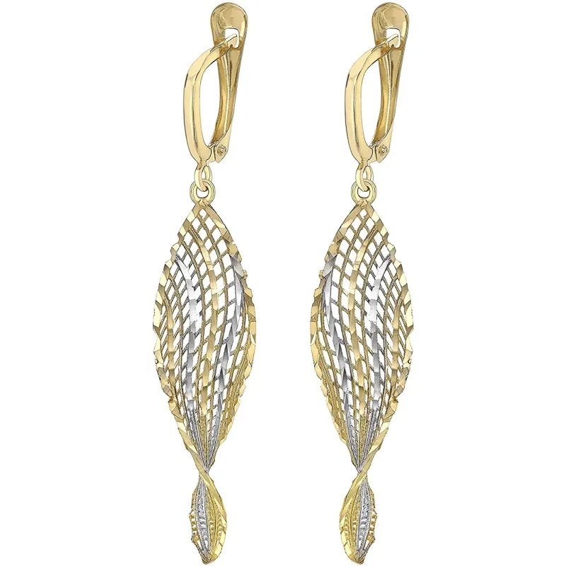 Elegante Tofarvet Romance Design Øreringe – 9 Karat Guld
