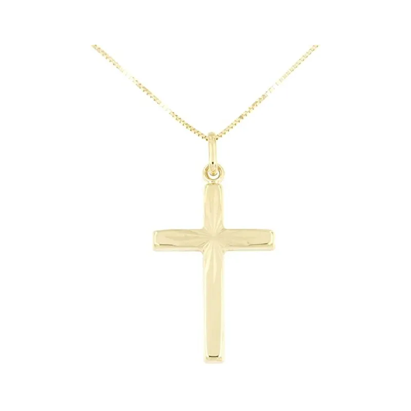 Klassisk Håndlavet Design Kors Halskæde – 9 Karat Guld