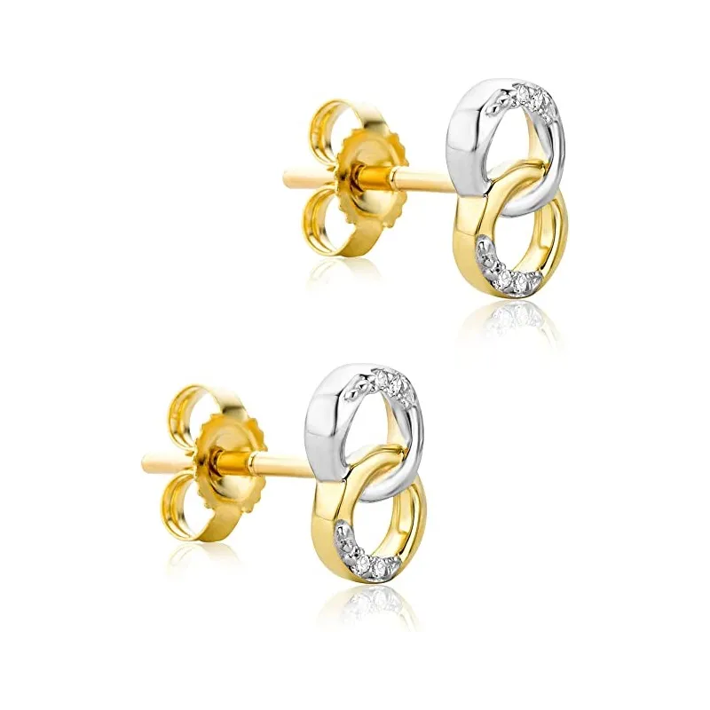 Håndlavet Tofarvet Design Ørestikker – 9 Karat Guld