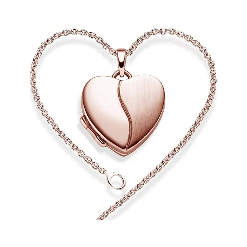Medaljon Halskæde – Rosa Forgyldt 925 Sterling Sølv – 45 cm.