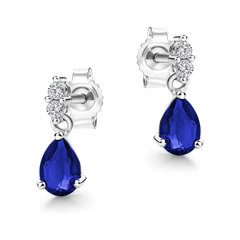 Elegante Dråbe Ørestikker – 9 Karat Guld & Safir