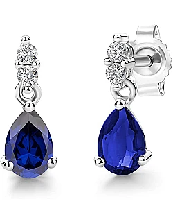 Elegante Dråbe Ørestikker – 9 Karat Guld & Safir