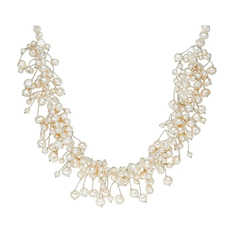 Elegant Ferksvands Perle Halskæde - 925 Sterling Sølv