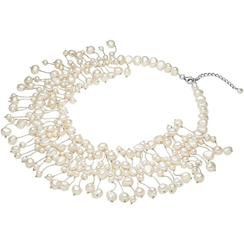 Elegant Ferksvands Perle Halskæde - 925 Sterling Sølv