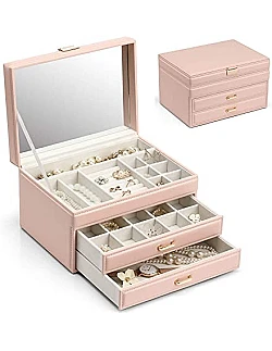 Elegant Smykkeopbevaringsboks & Organizer - Flere Farver