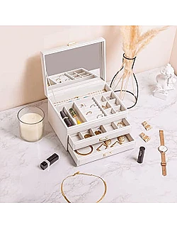 Elegant Smykkeopbevaringsboks & Organizer - Flere Farver