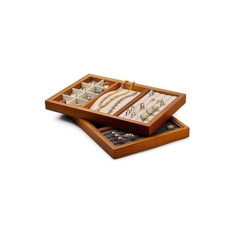 Træ Smykkebakke Organizer – Flere Farver