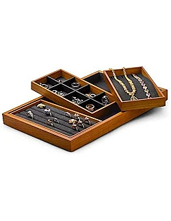 Træ Smykkebakke Organizer – Flere Farver