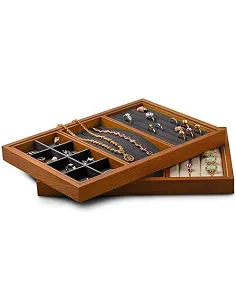 Træ Smykkebakke Organizer – Flere Farver