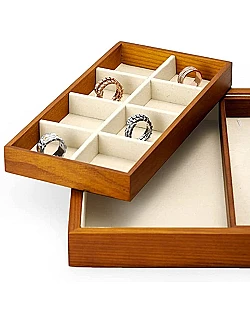 Træ Smykkebakke Organizer – Flere Farver