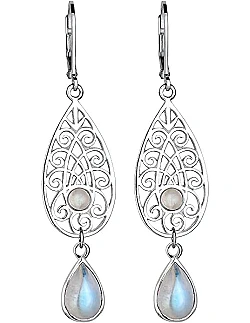 Håndlavet Luksuriøse Månestens Øreringe – 925 Sterling Sølv