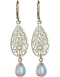 Håndlavet Luksuriøse Månestens Øreringe – 925 Sterling Sølv