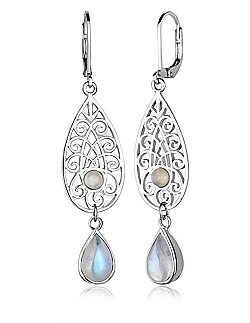 Håndlavet Luksuriøse Månestens Øreringe – 925 Sterling Sølv