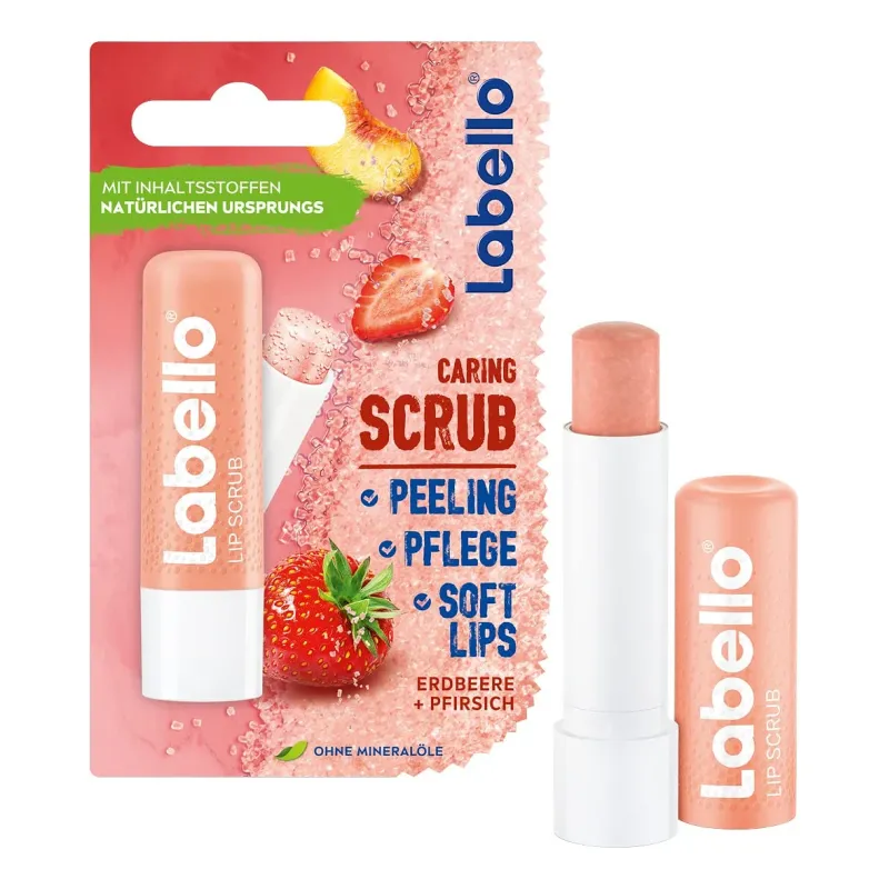Labello On-The-Go Lip Scrub – Jordbær & Fersken