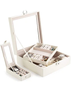 Elegant Austin Smykke Organizer & Opbevaring m. Lås - Hvid