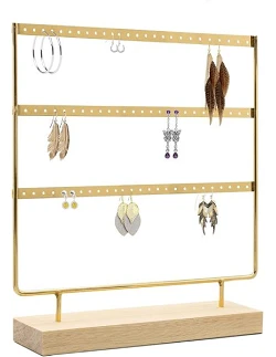 Moderne Bronx Smykke Organizer – 72 Huller Til Øreringe & Ørestikker - Guld