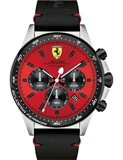 Ferrari Pilota Chronograph Herreur med læderrem
