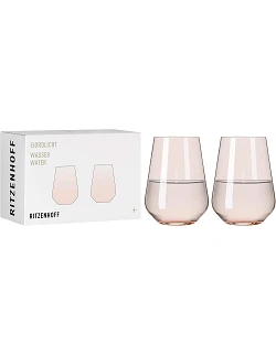 Elegante Design Krystal Drikkeglas – 2 Stk. – Lyserød/Fersken