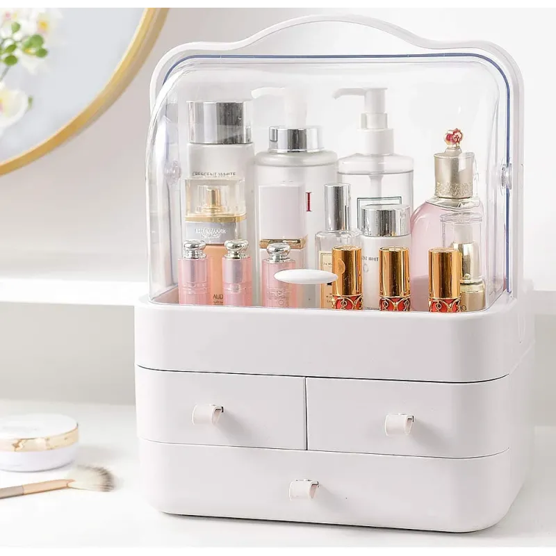 Transparent Crystal Make-up Organiser med Støv- og Vandtæt Dækning