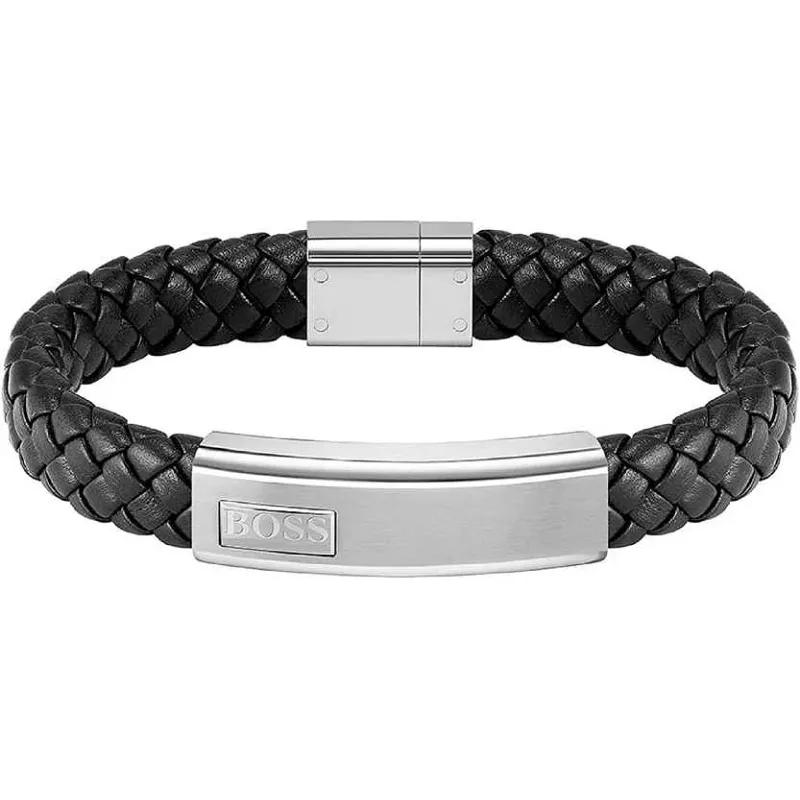 Moderigtigt Hugo Boss Herrearmbånd - 19 cm. - sort