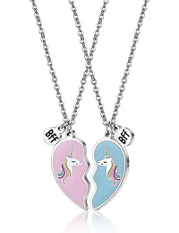 Bedårende Venindehalskæde til 2 I Enhjørning Design - Sølv