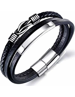 Smart Læderarmbånd Til Mænd – 20 cm. - Sort