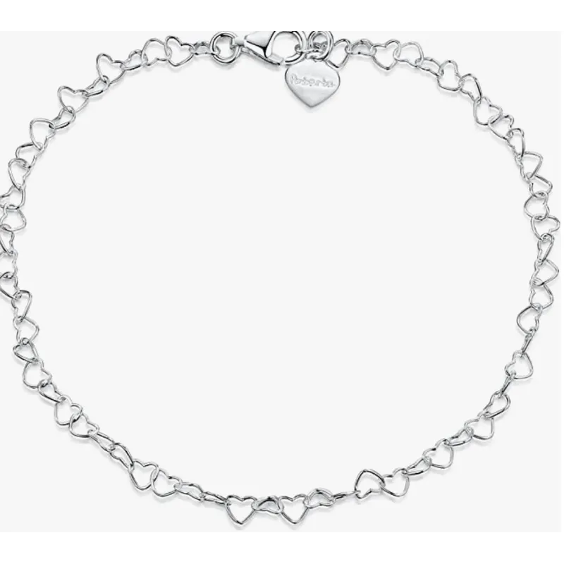 Hjerte Ankel Kæde – 925 Sterling Sølv – 22 cm.