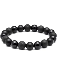 Råt Moderne Armbånd m. Sorte Natur sten Til Mænd - Sort