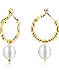 Klassiske Perle Hoops – Forgyldt 925 Sterling Sølv