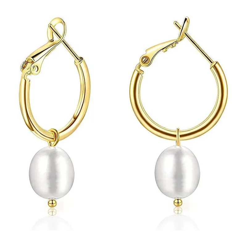 Klassiske Perle Hoops – Forgyldt 925 Sterling Sølv