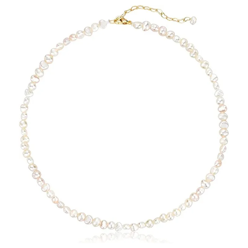 Håndlavet Vintage Perle Choker Halskæde - Hvid
