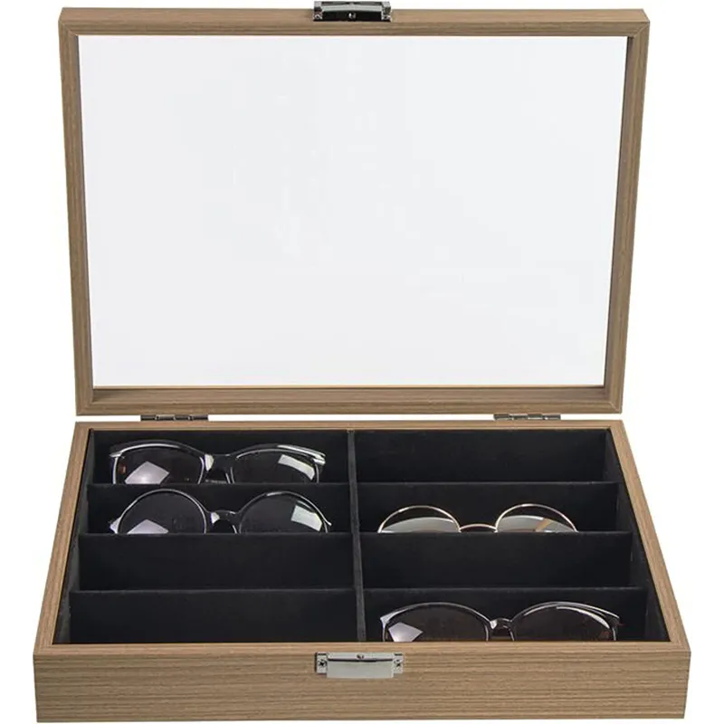 Luksuriøs Træ Brille Organizer & Opbevaringsæske - Træ