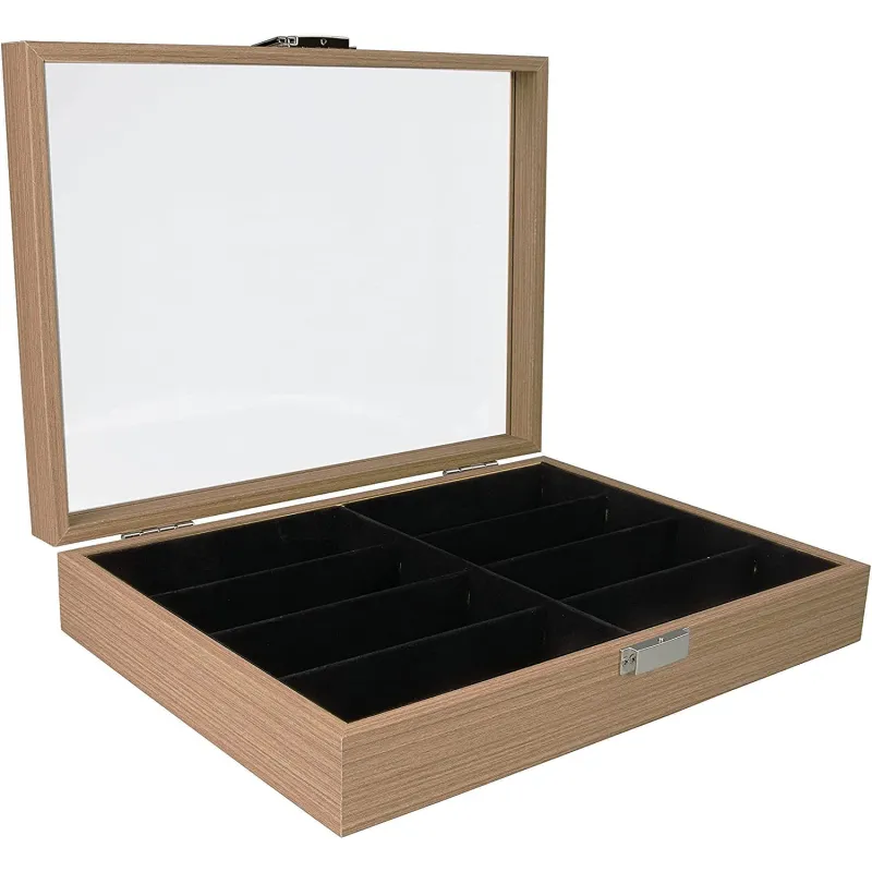 Luksuriøs Træ Brille Organizer & Opbevaringsæske - Træ