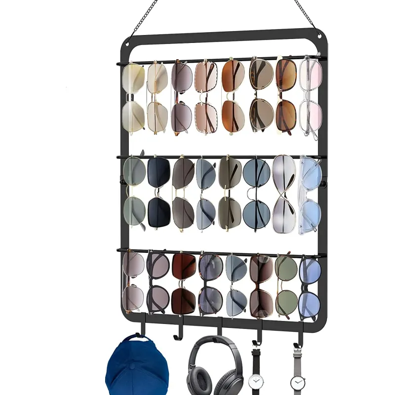 Smart Solbrille Organizer Til Væg Ophæng - Sort