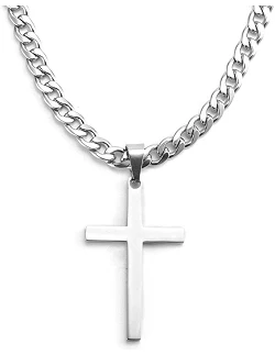 Klassisk Kors Halskæde Til Mænd – 60 cm. – Rustfrit Stål