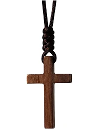 Moderne Kors Halskæde Til Mænd – Naturligt Valnøddetræ - Brun