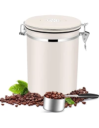 Kaffedåse med Patentlåg og Kalender - Beige