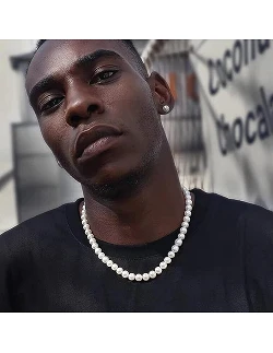 Hvid Perlehalskæde til Mænd - Elegant og Moderne
