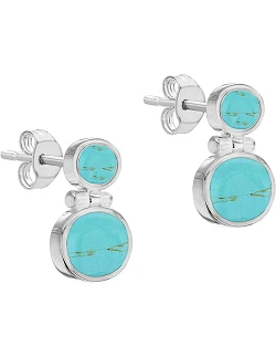 Dobbelt Turkis Stud Øreringe - 925 Sterling Sølv