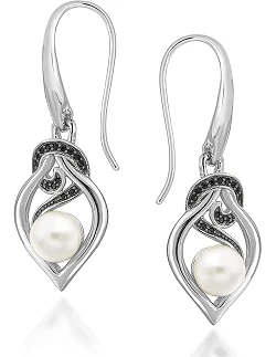 Symbolske Love Knot Hook Øreringe med Zirkonia og Hvid Perle