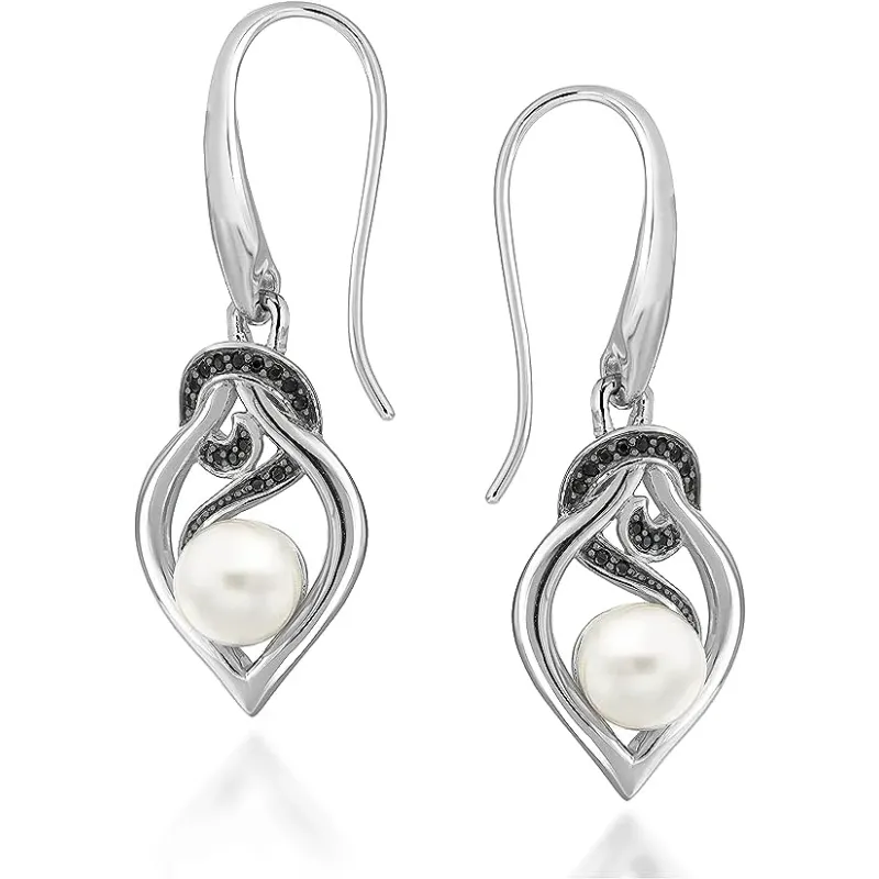 Symbolske Love Knot Hook Øreringe med Zirkonia og Hvid Perle