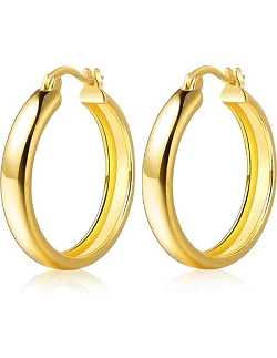 Klassiske Creol Øreringe i  14K Forgyldt 925 Sterling Sølv
