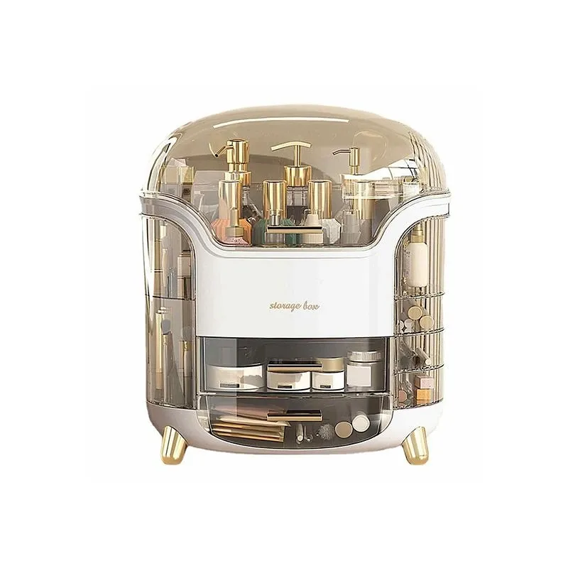 Bærbar Makeup Organizer -  Guld & Hvid
